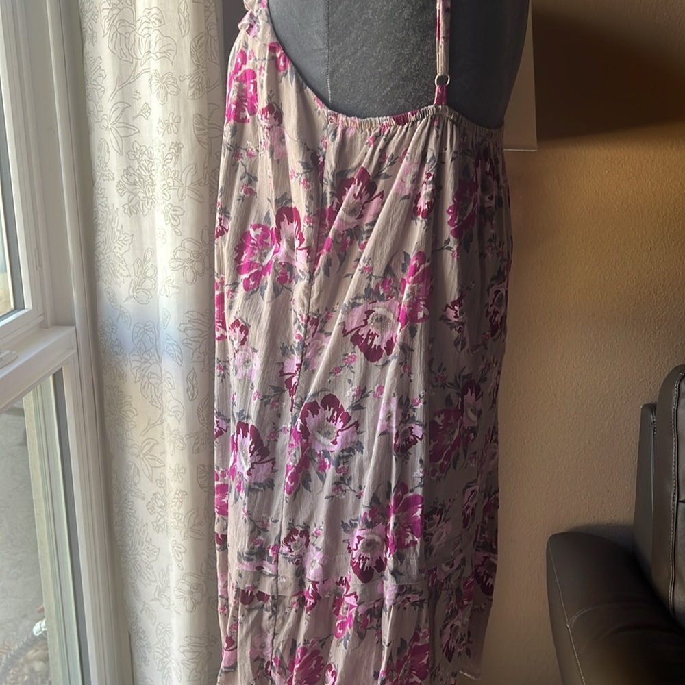 Old Navy Gray Summer Floral Pink Maroon Dress Size Medium - Picture 5 of 12